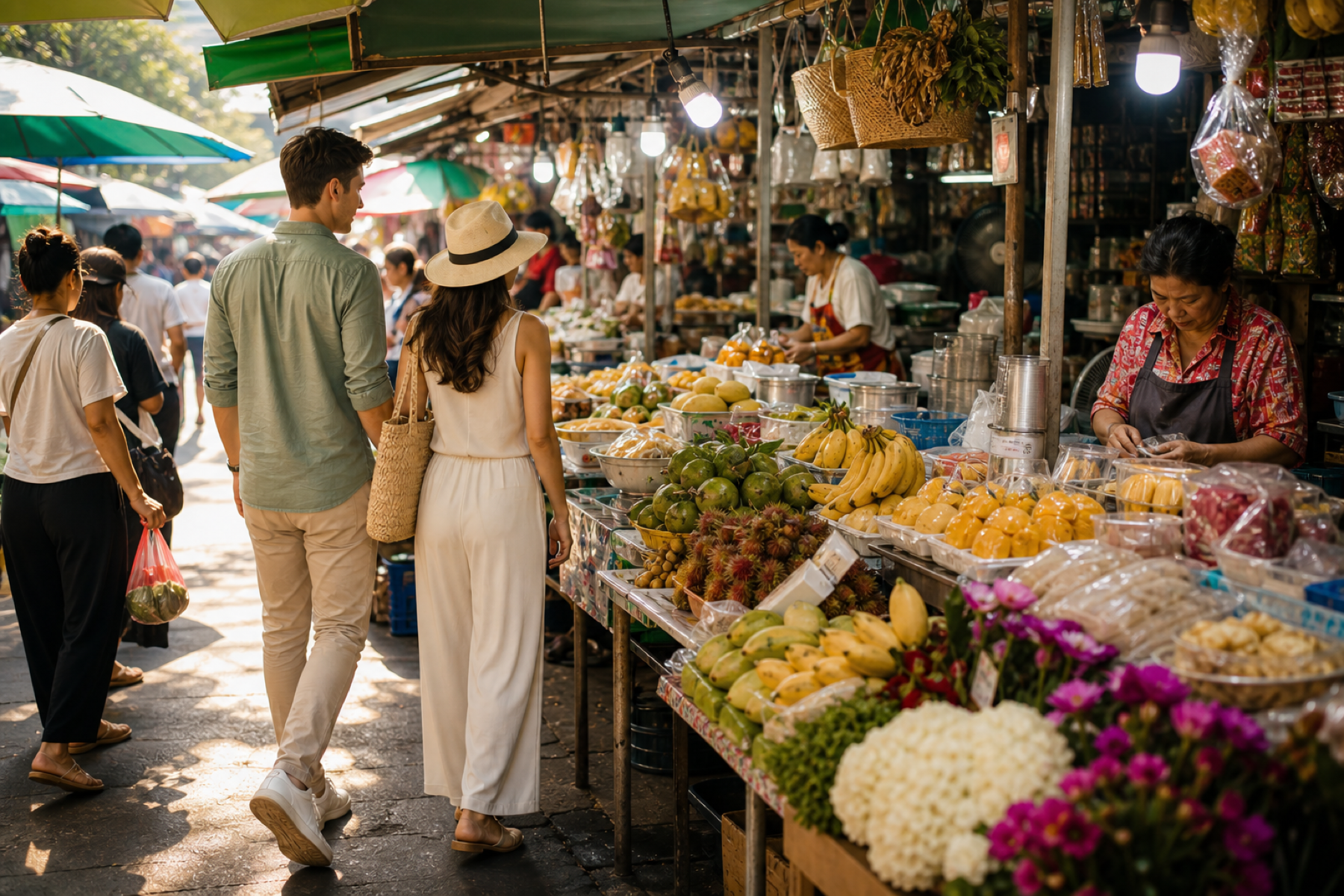 Ultra realistic Bangkok local market scene