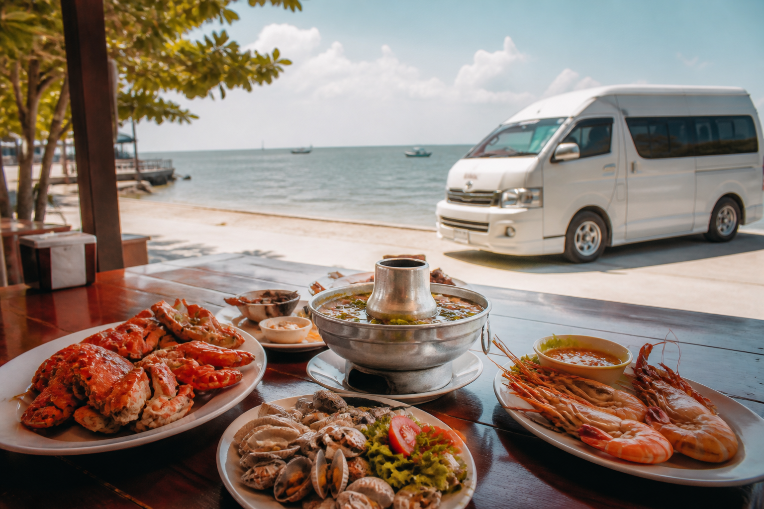 Ang Sila seafood lunch stop during a private van day from Bangkok