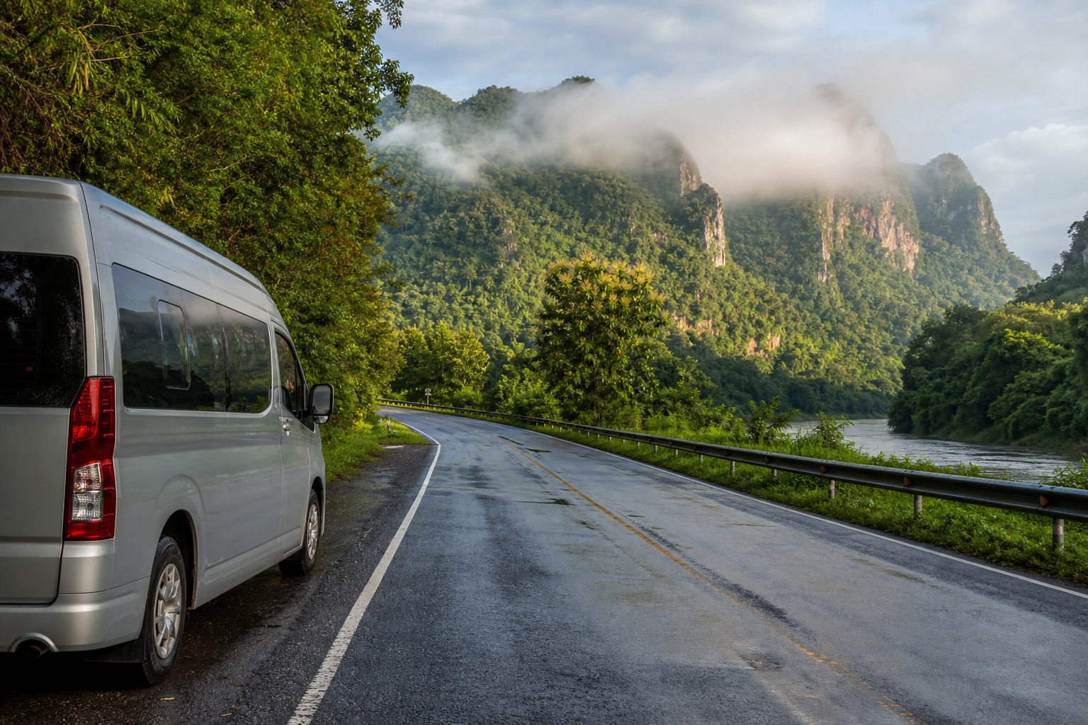 Bangkok to Kanchanaburi in the rainy season: a private van plan that stays flexible.
