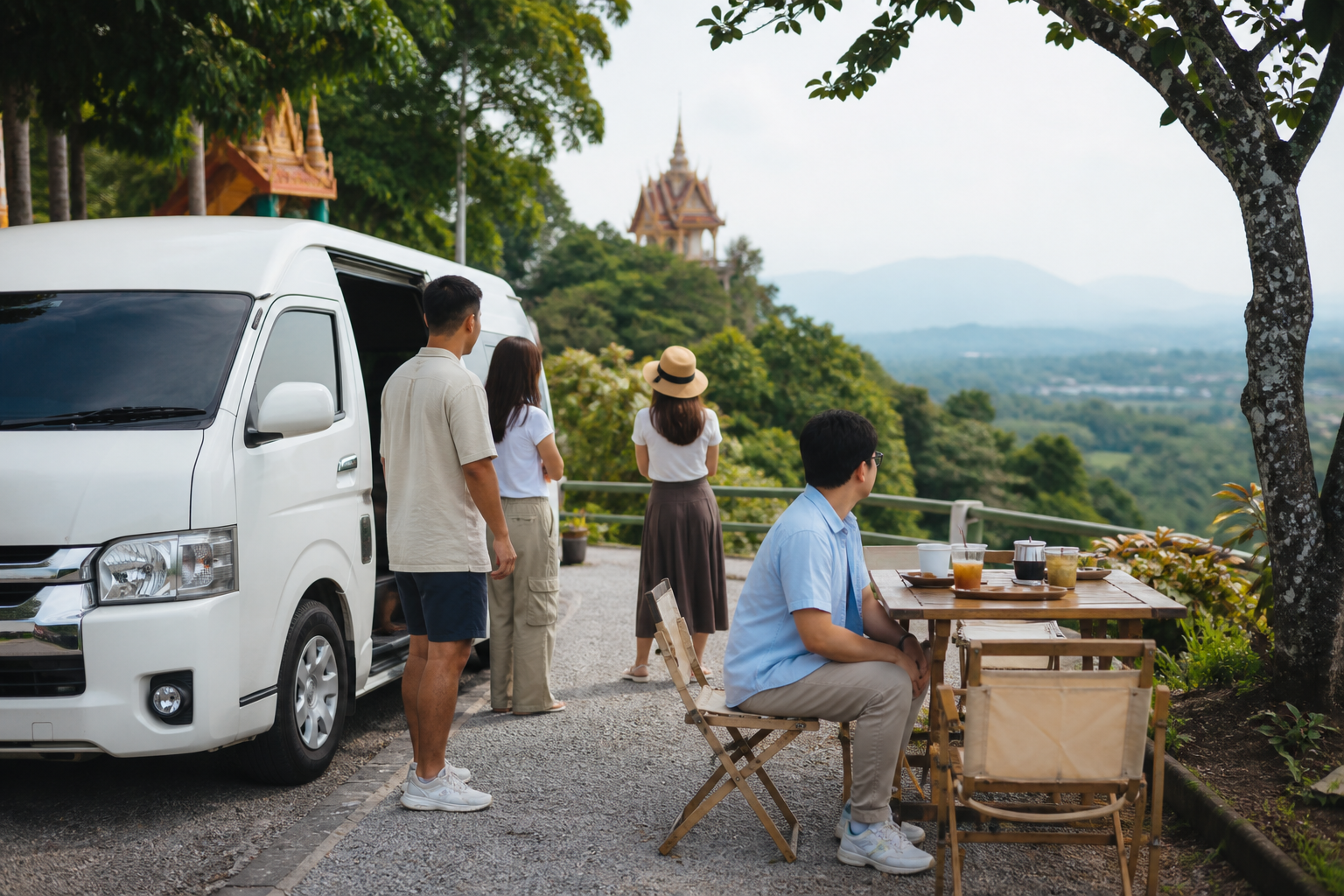 Saraburi hillside pause during a private van route from Bangkok