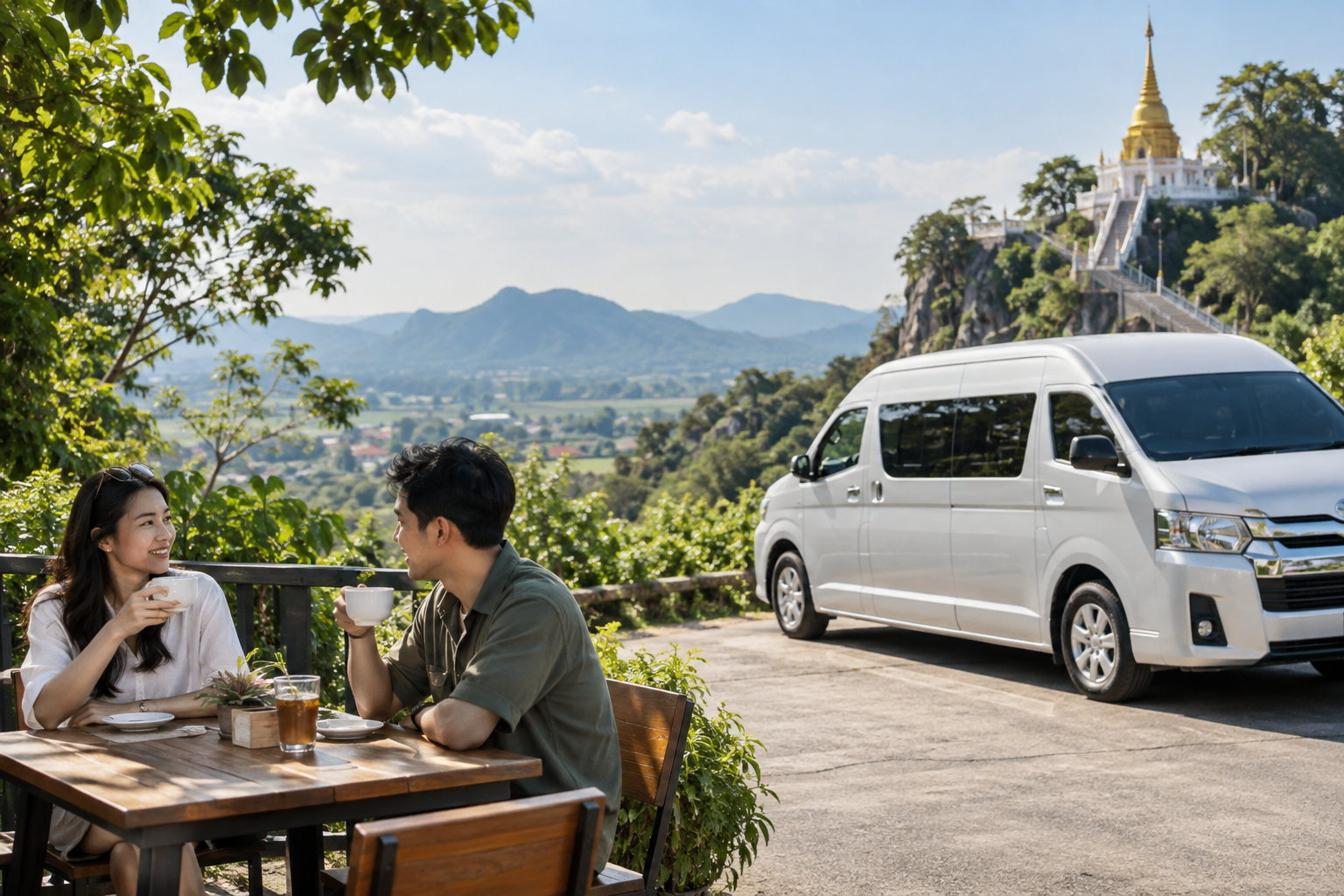 Saraburi hillside pause during a private van route from Bangkok