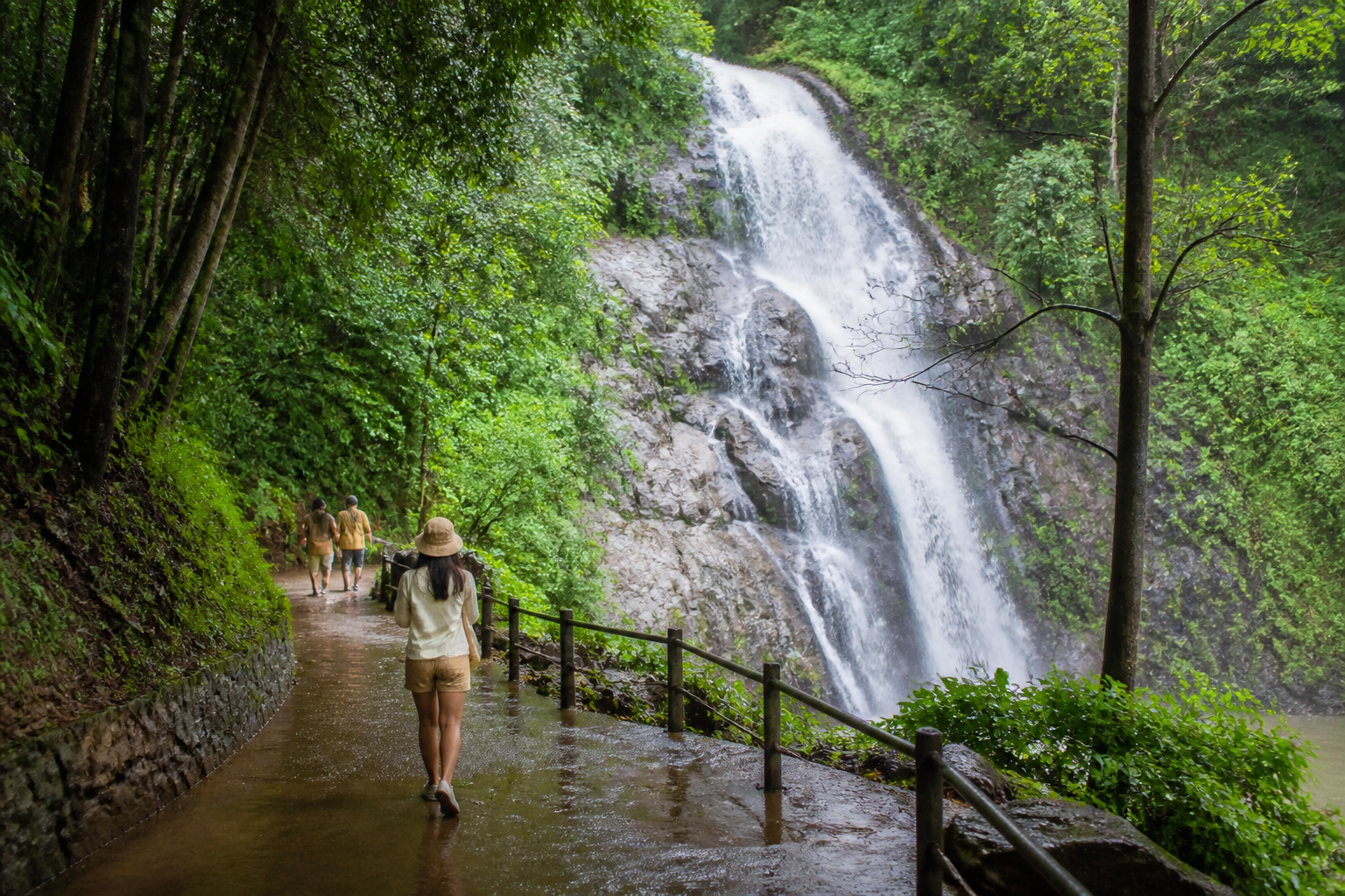 Nakhon Nayok waterfall area after rain during a private van nature day