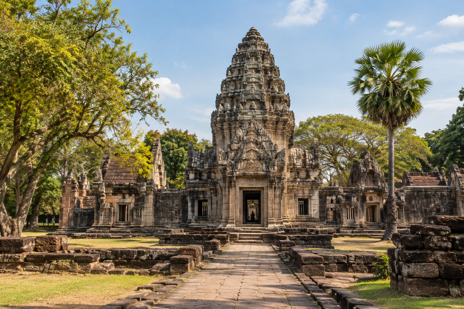 Phimai-style stone temple architecture during a Korat heritage route