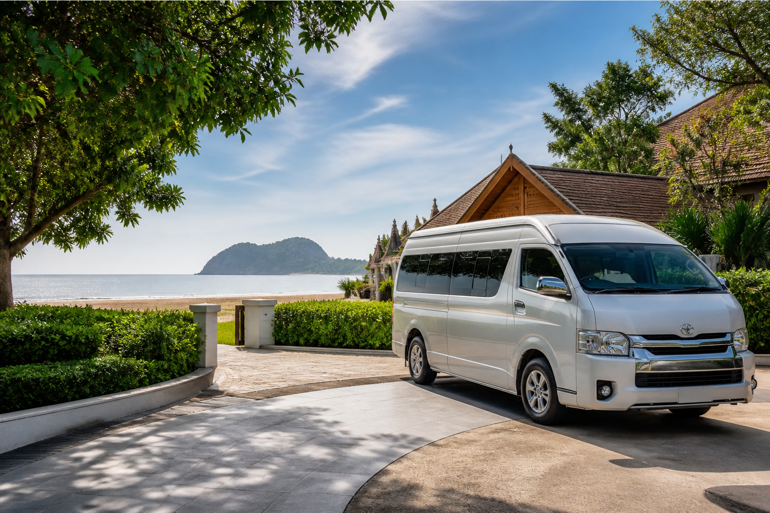 Pranburi quiet Gulf coast arrival by private van