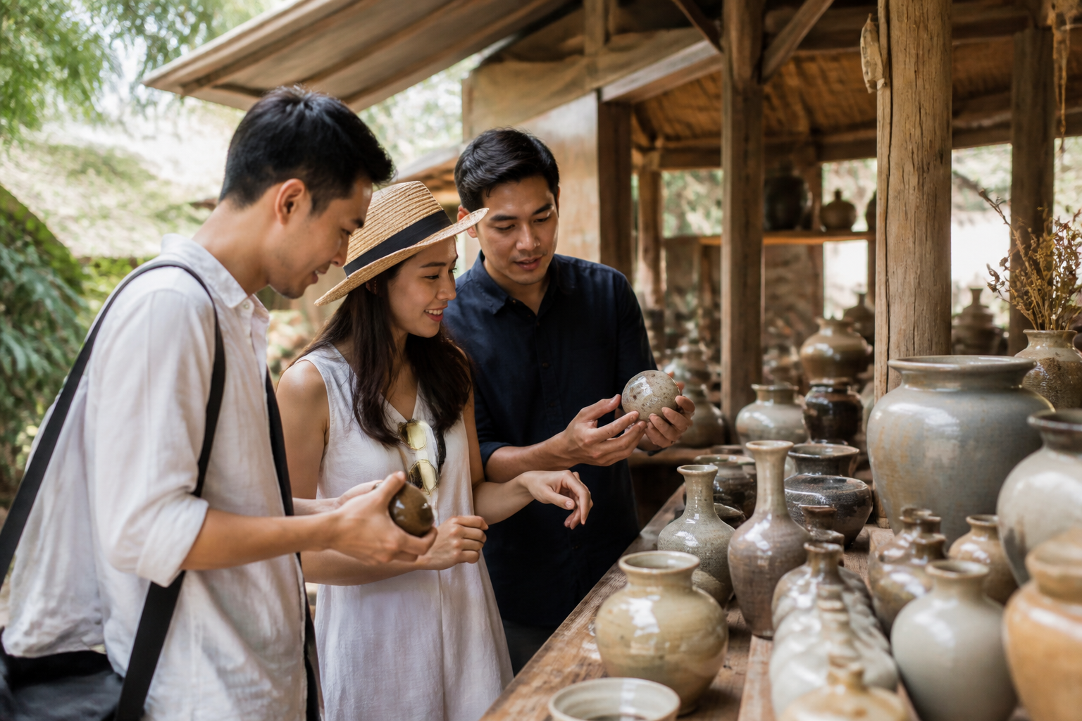 Handmade pottery textures during a Ratchaburi private route