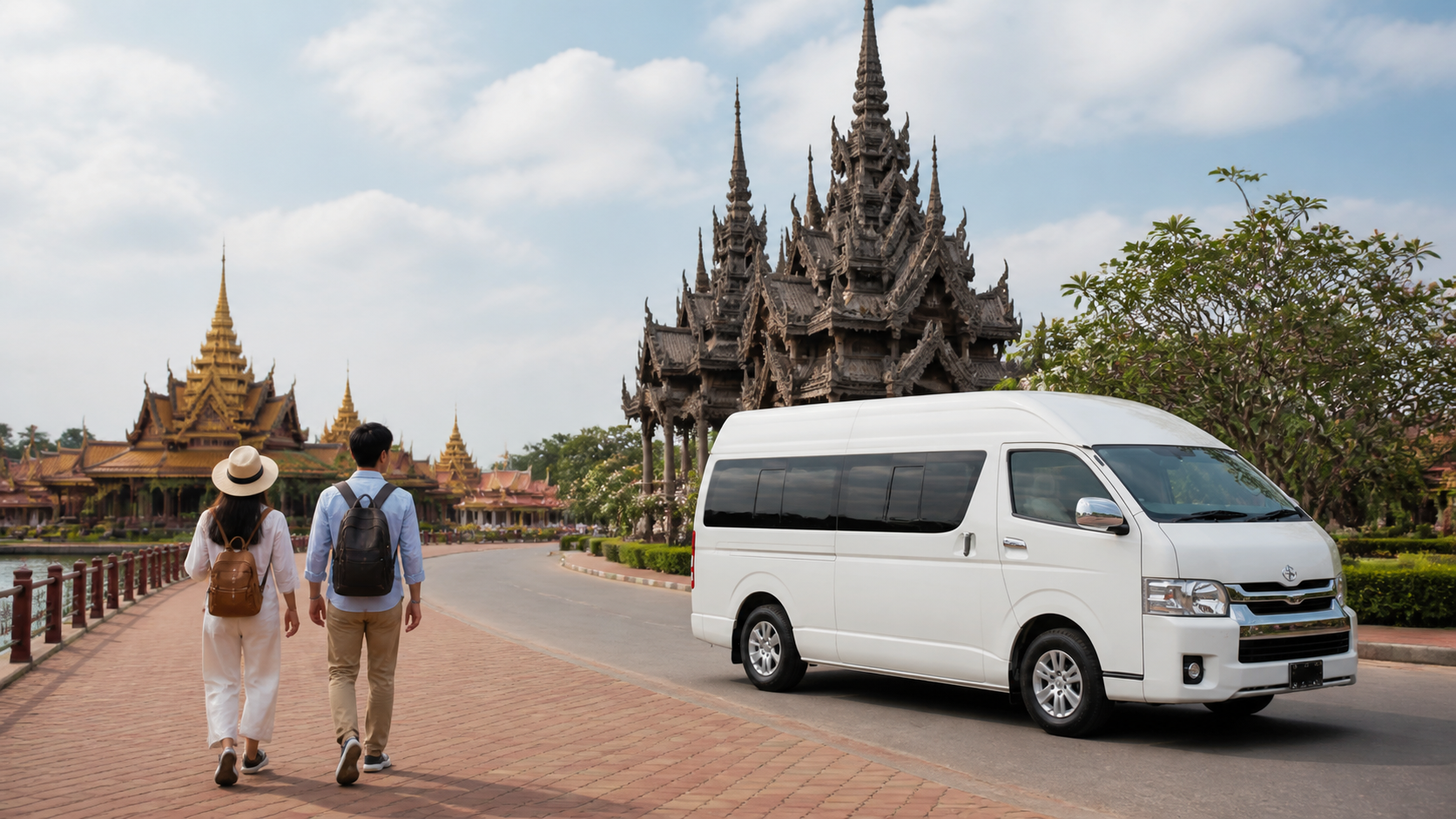 Samut Prakan cultural park arrival during a private van day