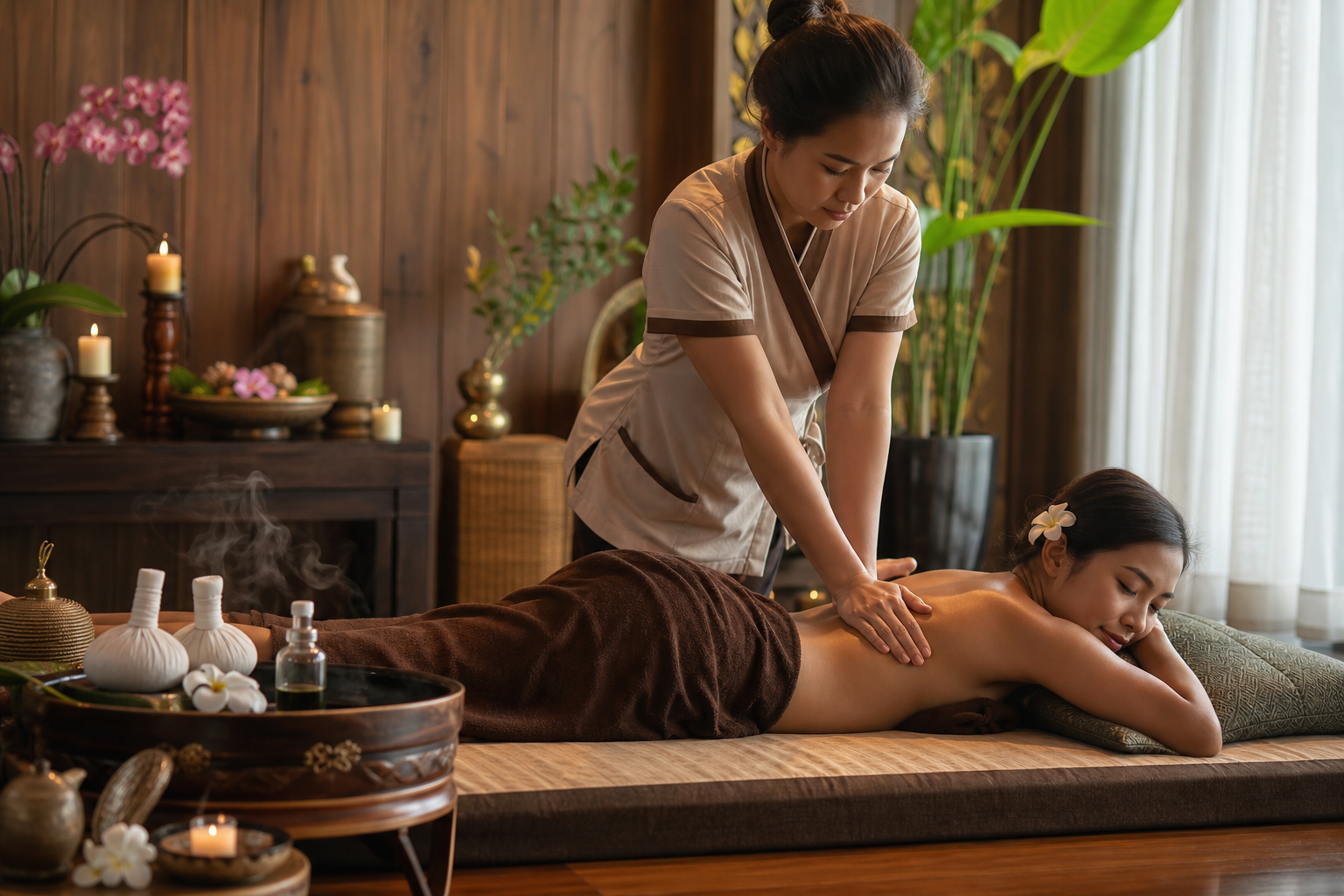 Traditional Thai herbal spa setting inspired by Nakhon Spa in Bangkok