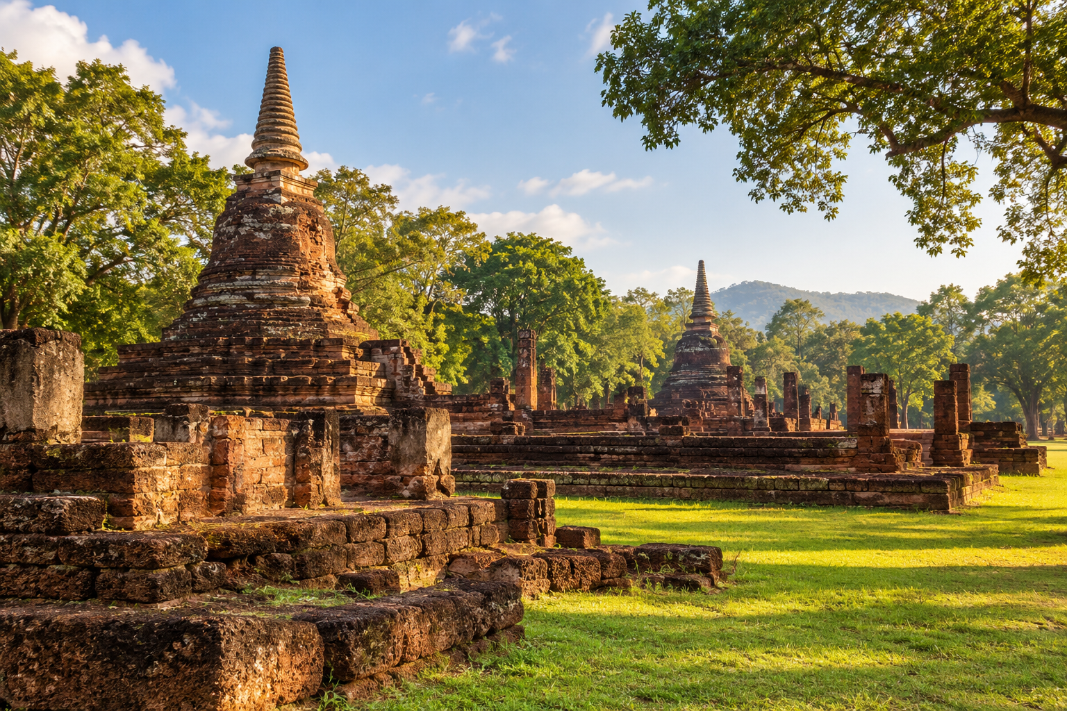 AI-generated illustration of laterite ruins inspired by Kamphaeng Phet