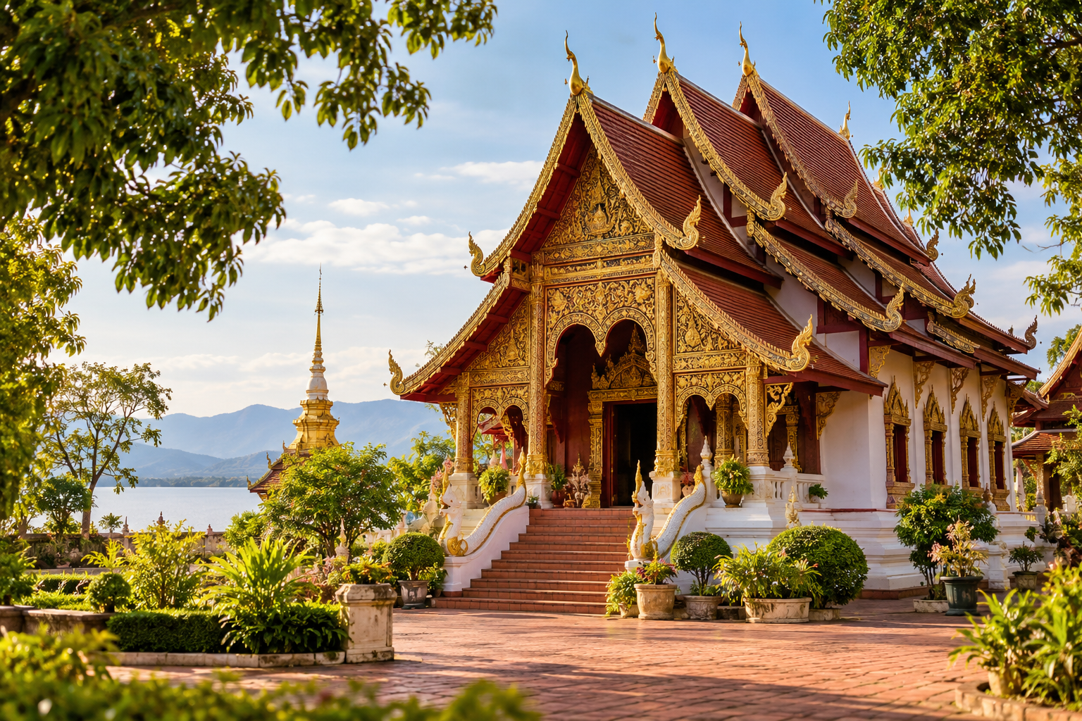 AI-generated illustration of northern Thai temple architecture for a Phayao itinerary
