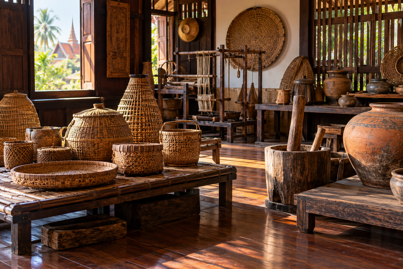 AI-generated illustration of Thai household objects for folk museum planning