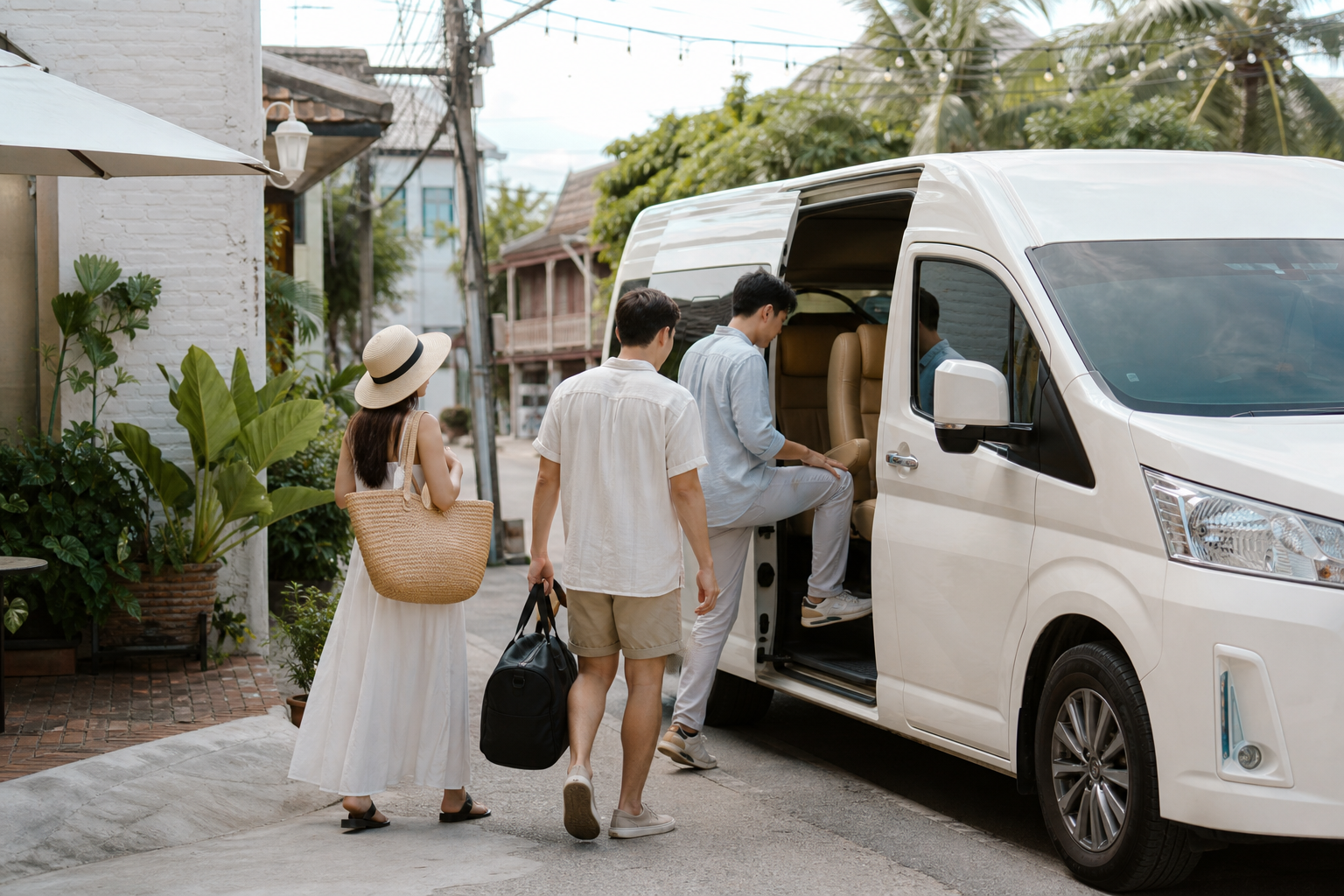 Travelers returning to a private van during a relaxed Phuket route