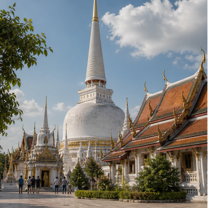 Wat Phra Mahathat Woramahawihan: a southern temple day with depth.