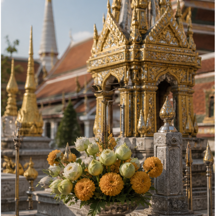 Wat Phra Mahathat Woramahawihan: a southern temple day with depth. detail photo