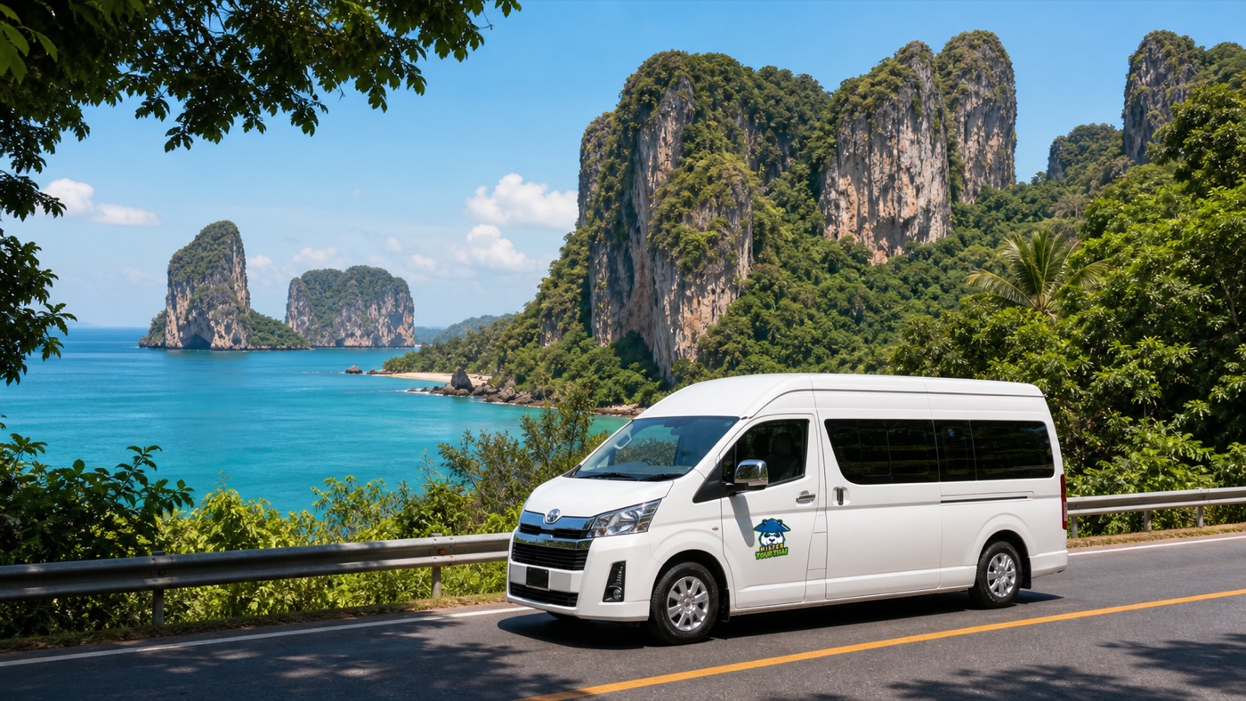 Private van on a southern Thailand coastal route