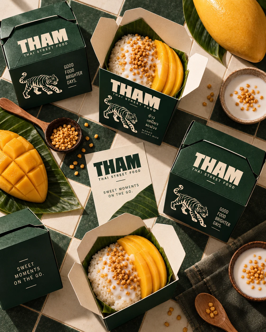 THAM mango sticky rice editorial scene